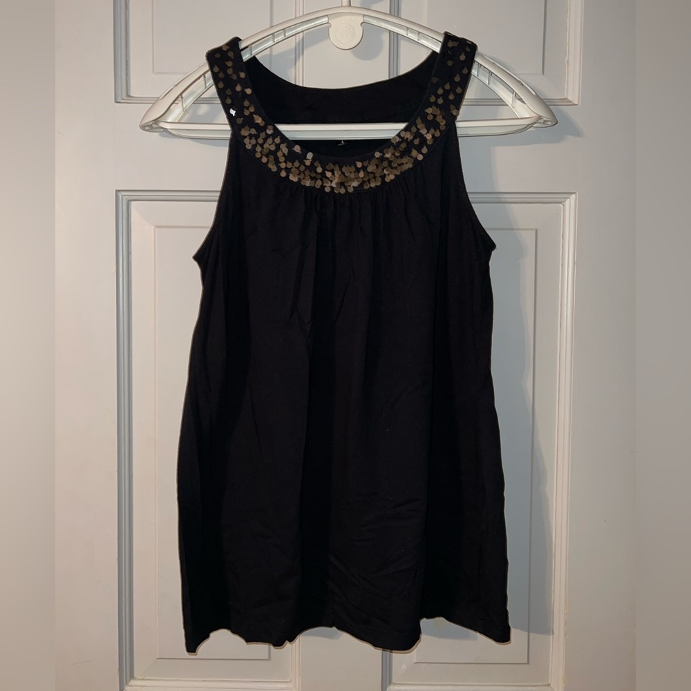 Mossimo - cute embellished top - black with brown sequin size large